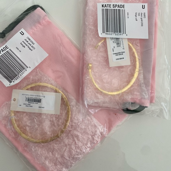💗NWT💗Kate Spade Chalk Pink Enamel Hinged Bangle & CZ Heart Bracelet - Picture 9 of 10
